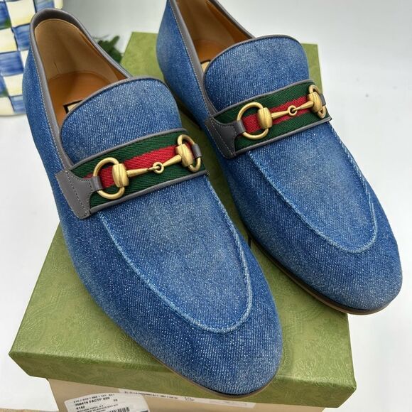 Men’s Gucci horse bit denim loafers size 10 made in Italy - Picture 2 of 10